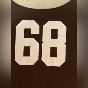 Brown Off the Shoulder Number Shirt